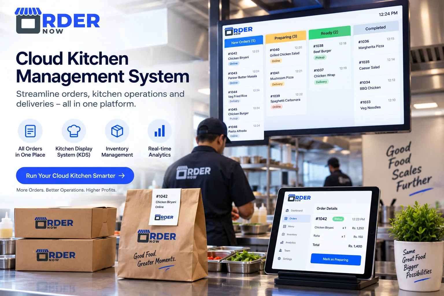 Cloud kitchen inventory and recipe costing dashboard