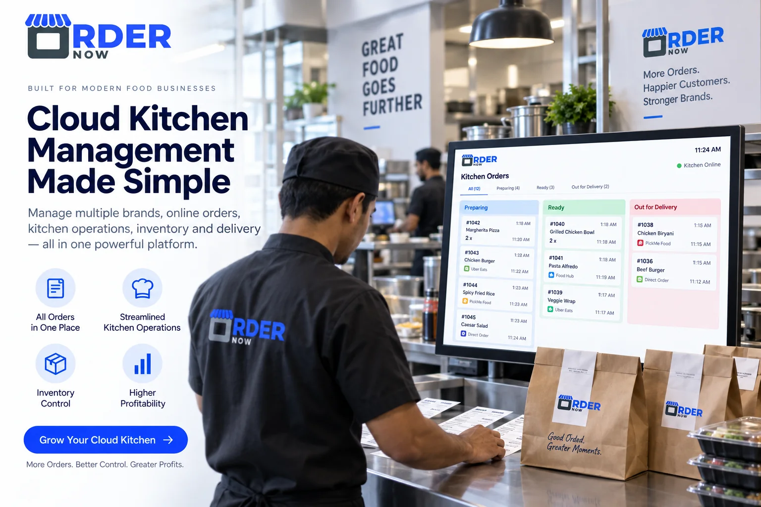Cloud kitchen kitchen display system