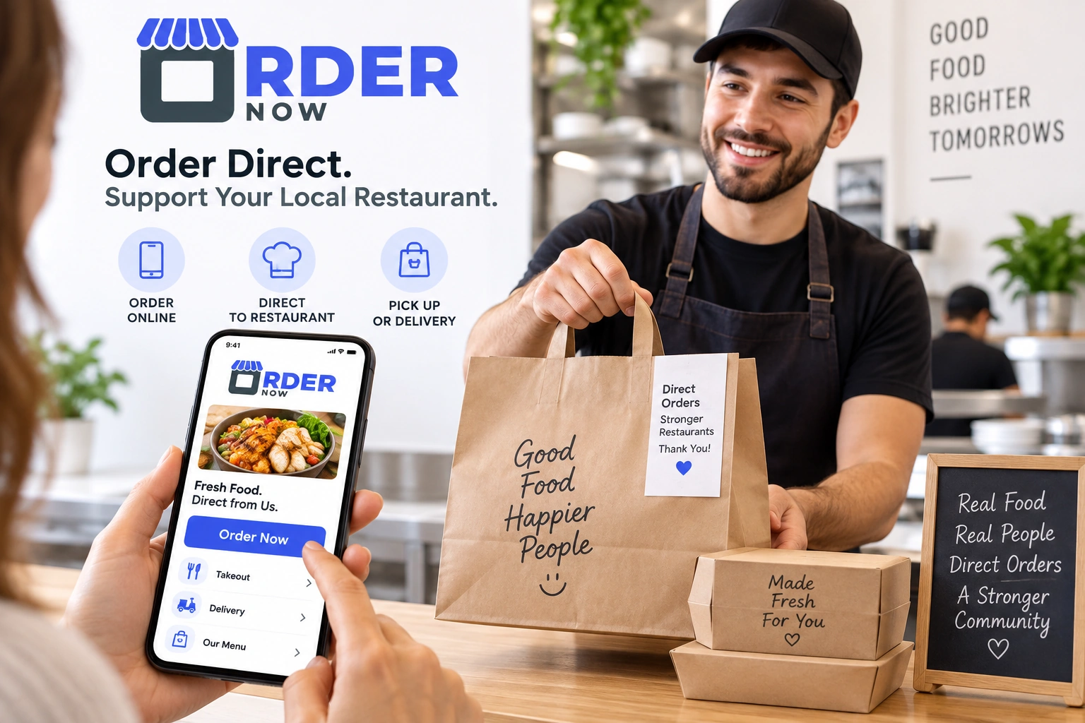 Direct restaurant delivery ordering experience