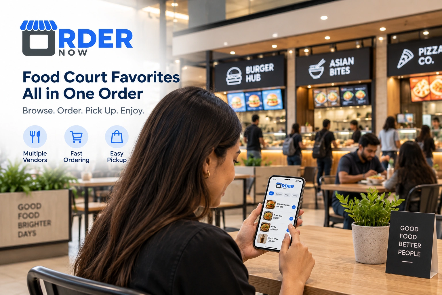 Food court digital ordering experience