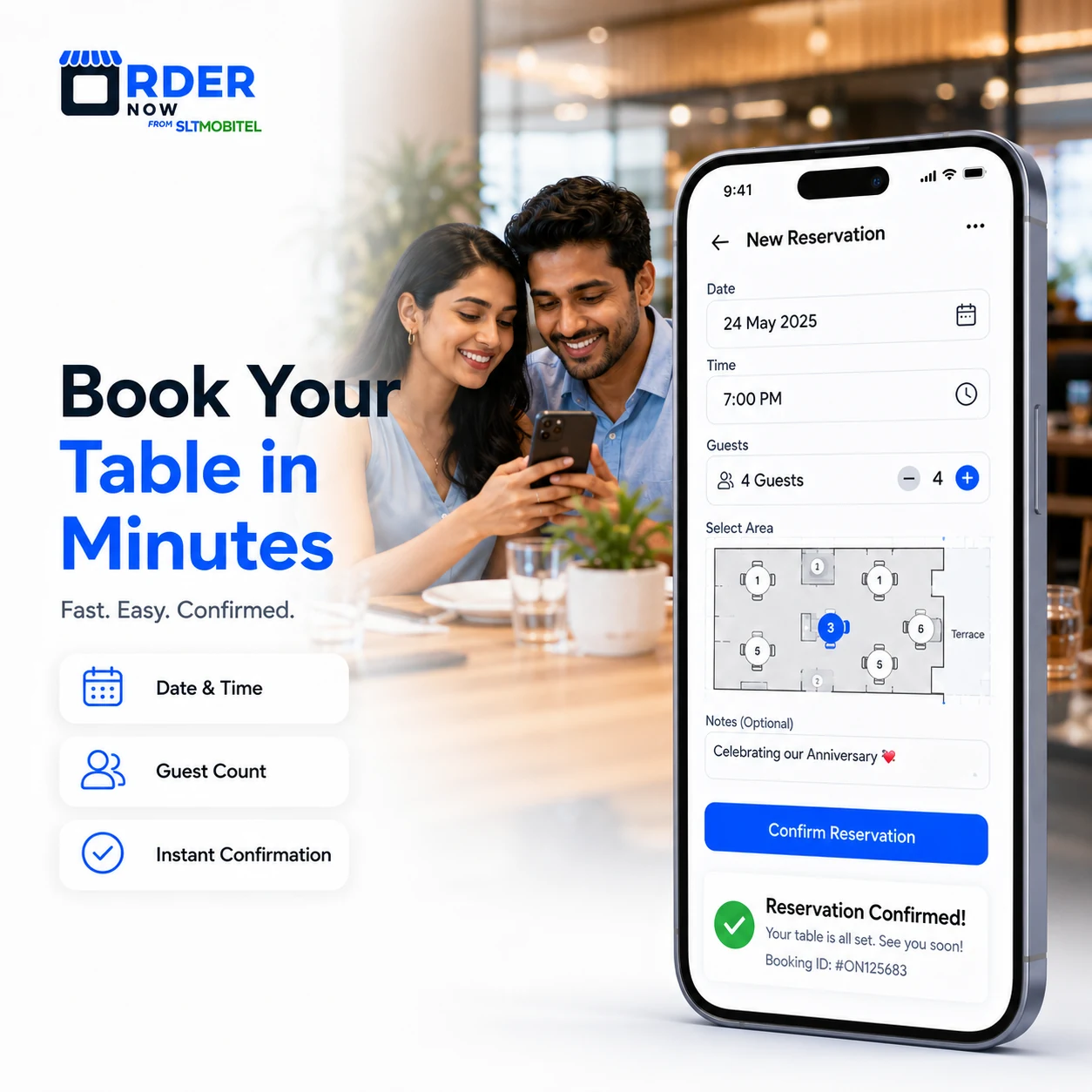 Online restaurant table reservation system Sri Lanka by OrderNow