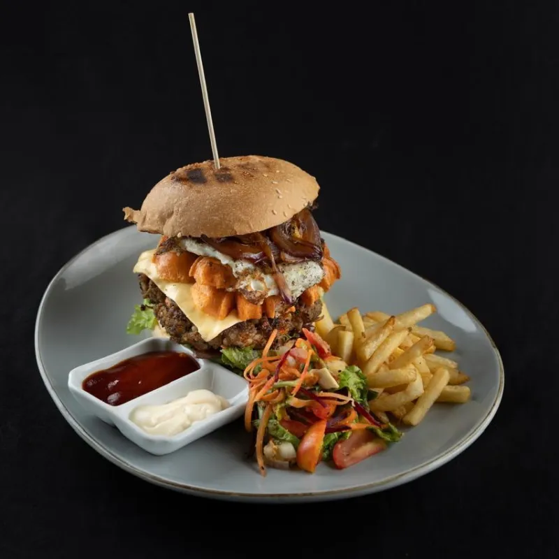 Beef Burger Patty With Fries at Deck99