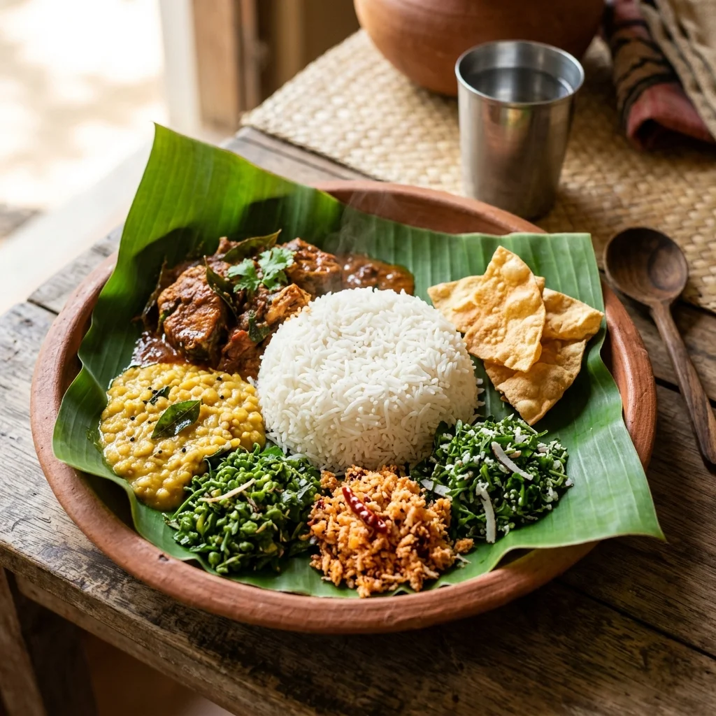 Sri Lankan Rice and Curry with Fish at Earthbound Residence