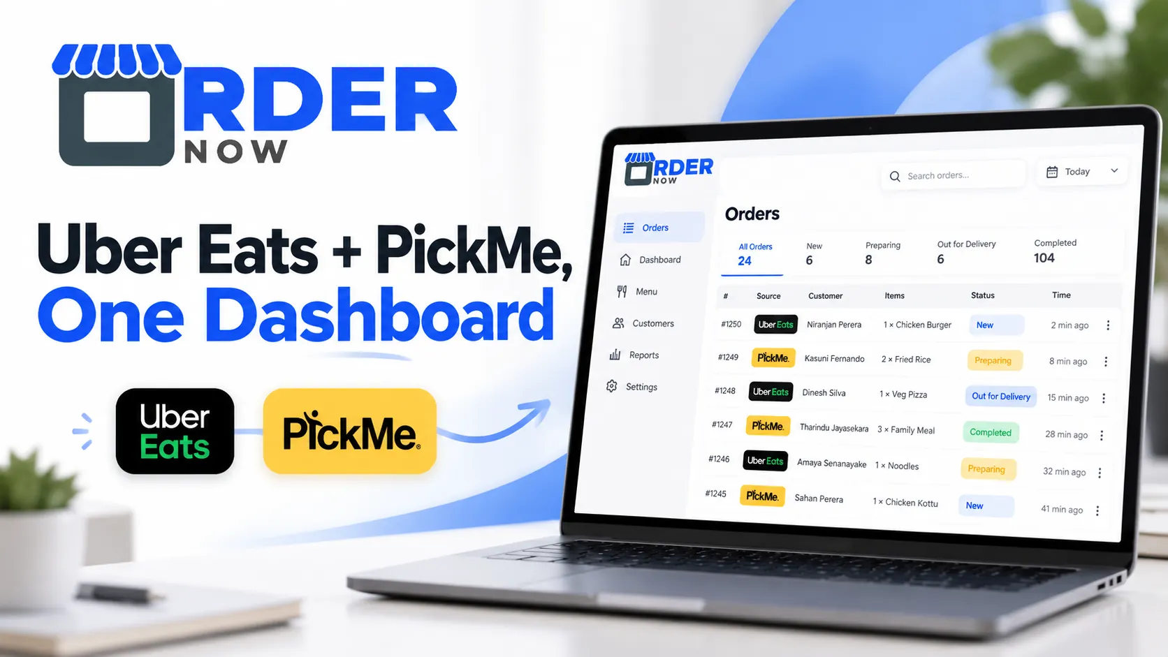 OrderNow Uber Eats and PickMe Food unified dashboard demo preview
