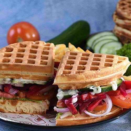 PICKELED VEGETABLE WAFFLES at Cafe 007 - Embilipitiya