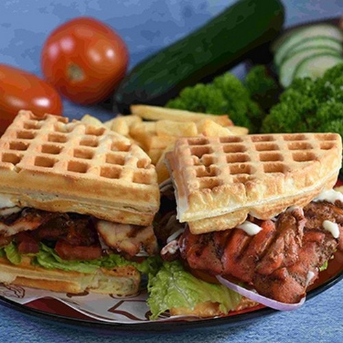 TANDOORI CHICKEN WAFFLES