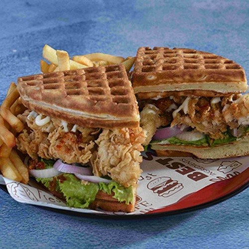 CRISPY CUTTLEFISH WAFFLES  at Cafe 007 - Embilipitiya