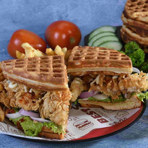 CRISPY FISH & CHEESE WAFFLES