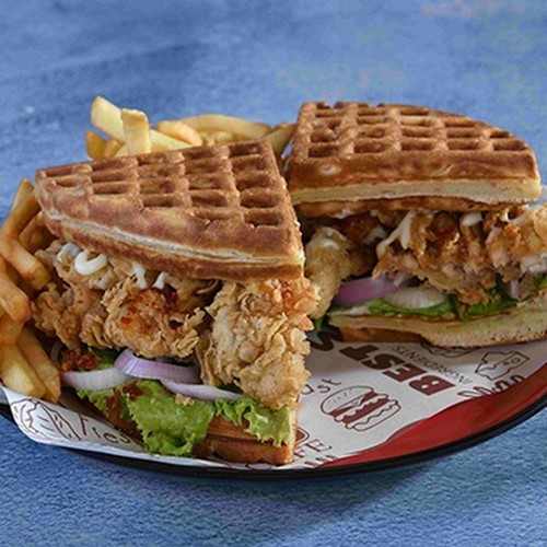 CRISPY PRAWN WAFFLES  at Cafe 007 - Embilipitiya