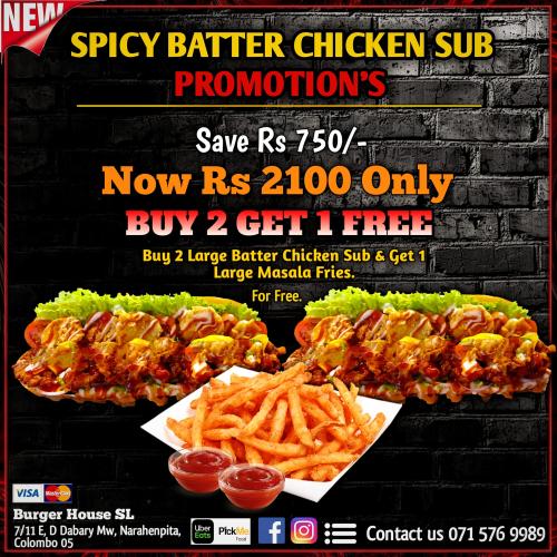 Spicy Batter Chicken Sub (Buy 2 get 1 Free)