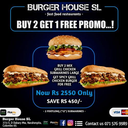 Mix Grill Chicken Submarines Large (Buy 2 get 1 Free) at Burger House SL