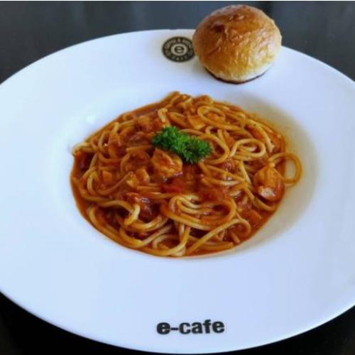 Tomato Prawn Spaghetti at E CAFE - Coffee & Bread
