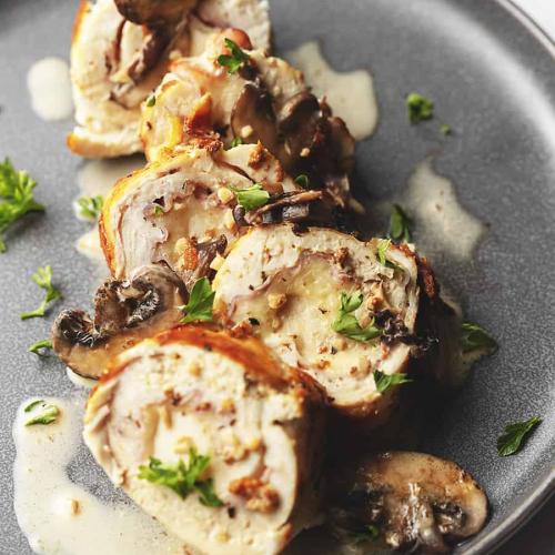 Chicken Rollatini with Mushroom Sauce
