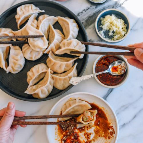 Boiled Pork With Celery Dumplings at Mong Kok Chinese