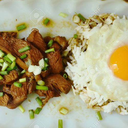 Boiled Chicken with Fried Egg