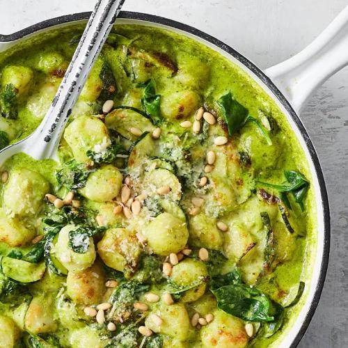 Homemade Gnocchi with pesto, basil & parmesan