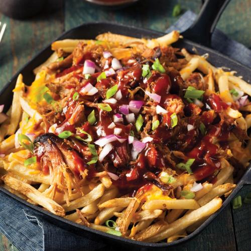 LOADED FRIES CHEDDAR CHEESE, CRISPY CHICKEN, CRISPY ONION