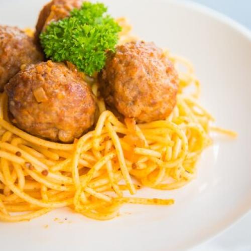 Spaghetti Con Polpette at Pizza Buona