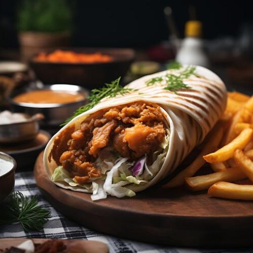 Chicken Shawarma with Stuffed Fries at Acropol Restaurant