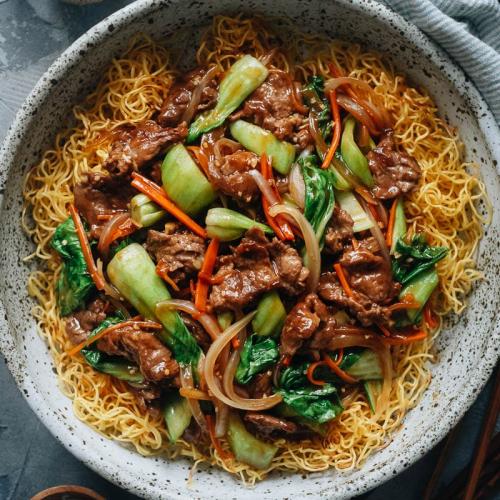 Meat Chow Mein with Choice of (Pork/Chicken)
