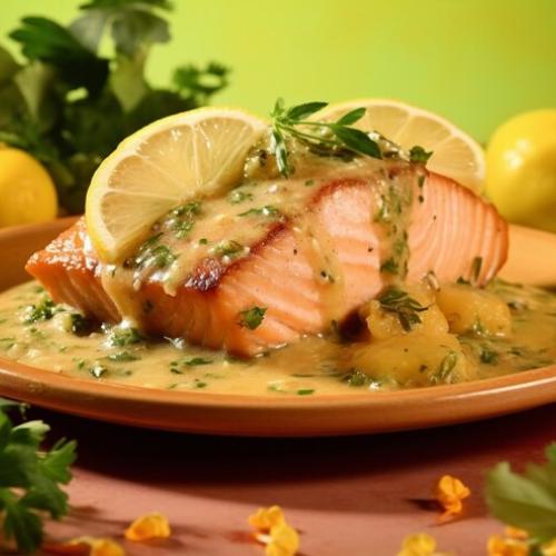 Grilled Ocean Seer Fish with Lemon Butter Sauce 