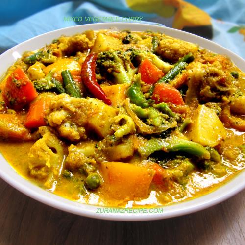 Vegetable rice and Curry