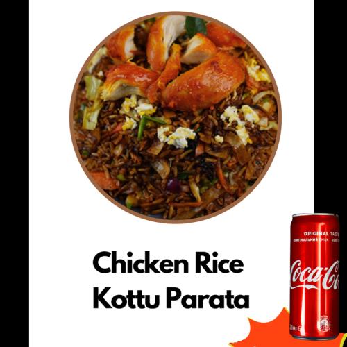 CHICKEN RICE KOTTU PARATA + COKE